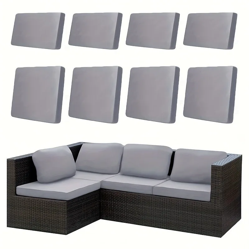 12pcs Elastic Sliky Fiber Fabric Outdoor Patio Sofa Cover Machine Washable Cushion & Backrest Protector Fits for Sectional Sofas