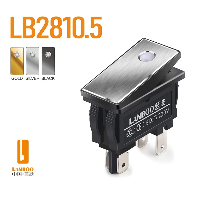 Lanboo 2810.5 Serie 16Amp Hoge Stroom Rocker Switch On-Off 2 Positie 4Pin KCD3 Serie Met Licht Schakelaar 12V24V