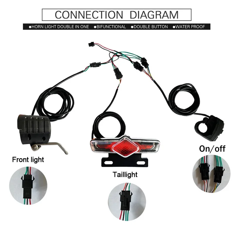 EBike Headlight Taillight DK336 Set Front/Rear Light Electric Bike LED Lights SET for 36V 48V 52V 60V image 5