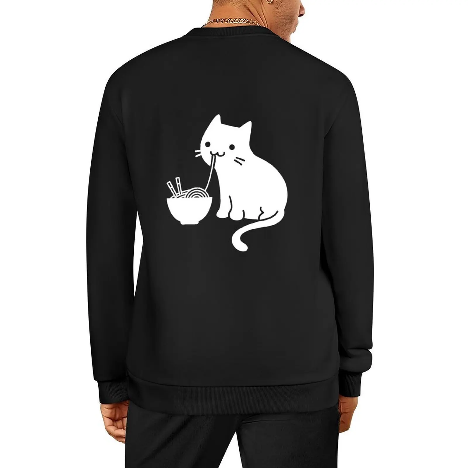 

Cute Cat Eating Ramen Pullover autumn anime clothing winter clothes male clothes new in sweatshirts