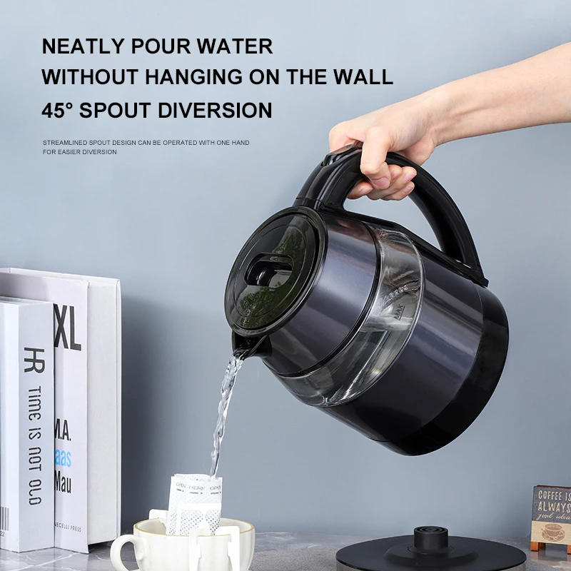 GELAIBO اللون الصلب طبقة مزدوجة عالية البورسليكات الزجاج غلاية كهربائية غلاية كهربائية منزلية غلاية مضادة للتجفيف