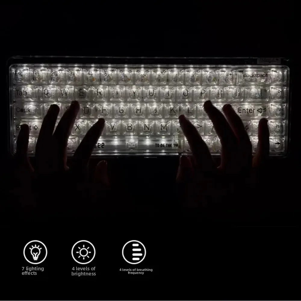Lofree 1% Mechanical Keyboard Transparent 65% Layout Bluetooth Wireless 68 Keys Type-c Wired PC Keycap Kailh Switch for Laptop