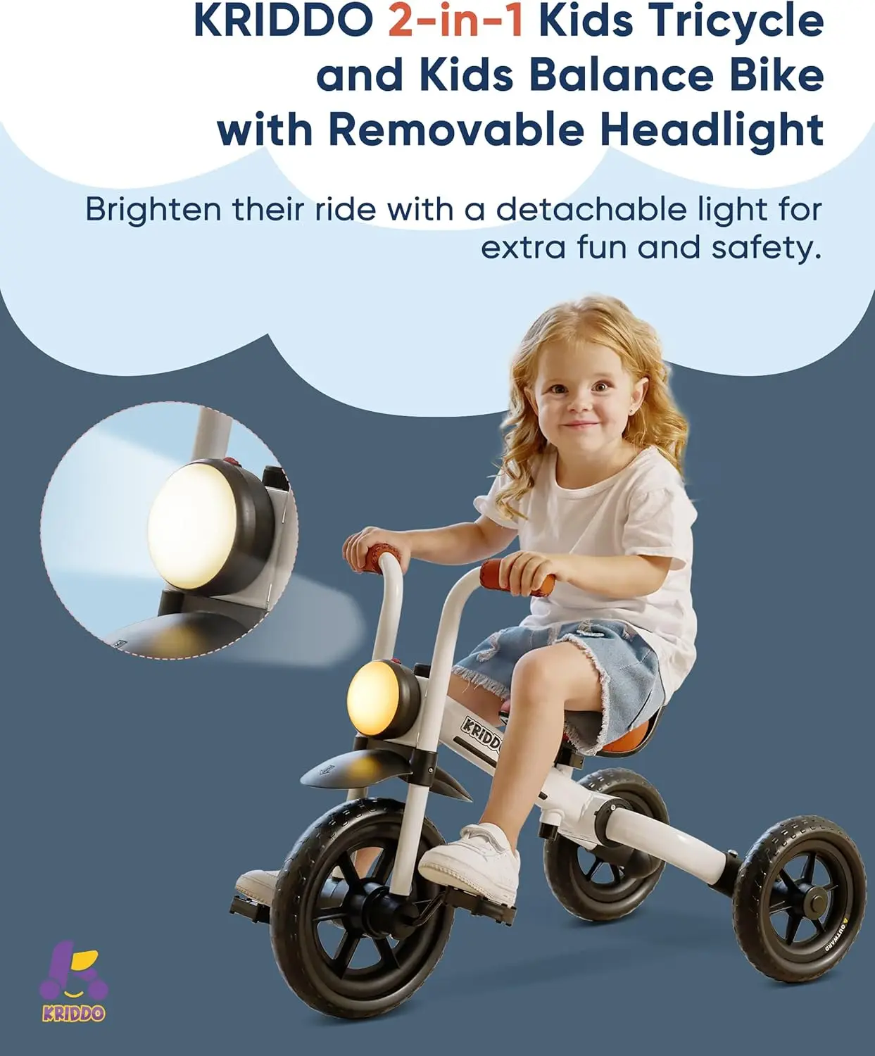 2-in-1 Kids Balance Bike and Kids Tricycle for 2 to 5 Year Old, Toddler Balance Bike with Detachable Pedals, Tricycles for 3-5 Y