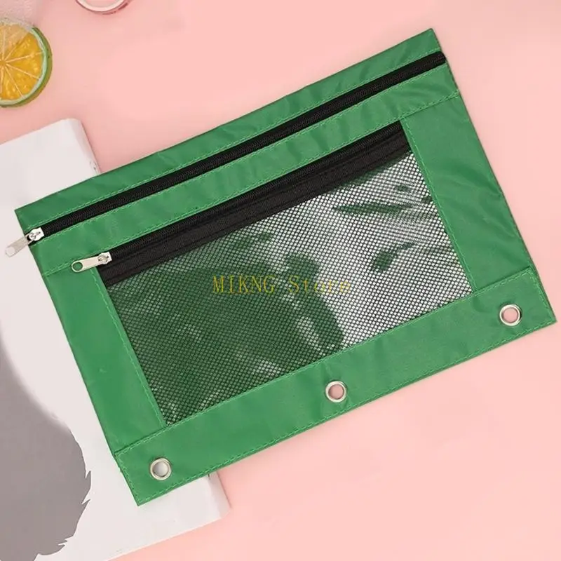 펜 가방 더블 지퍼 펜 파우치 3 반지 바인더 펜 케이스 케이스 파일 가방 펜슬 가방 최고의 판매