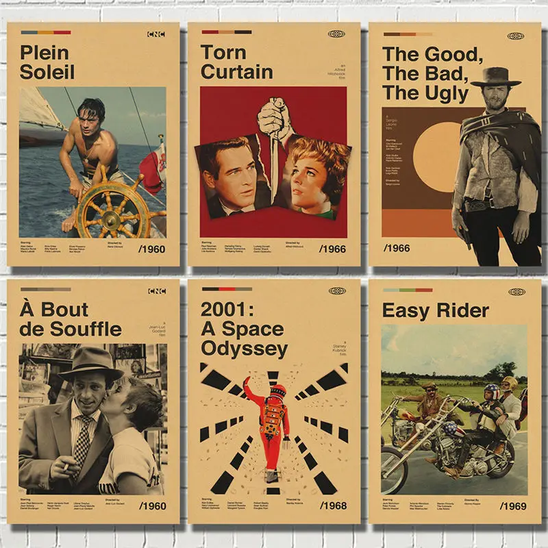 Póster de Papel Kraft de película Vintage de los años 50 a los 60, decoración de pared para el hogar, habitación, Club, regalo, imagen artística, pintura Retro