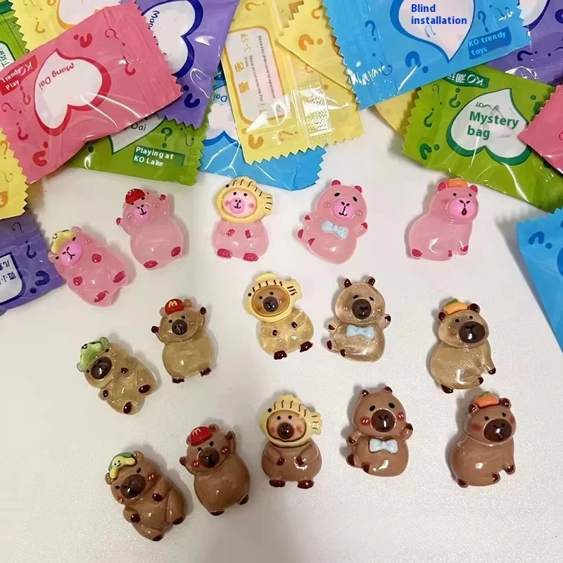 Luminous Solid Color Capibala Animal Blind Bag Creative Home Decoration Accessories Miniature Garden Resin Statue Birthday Gift - view 5