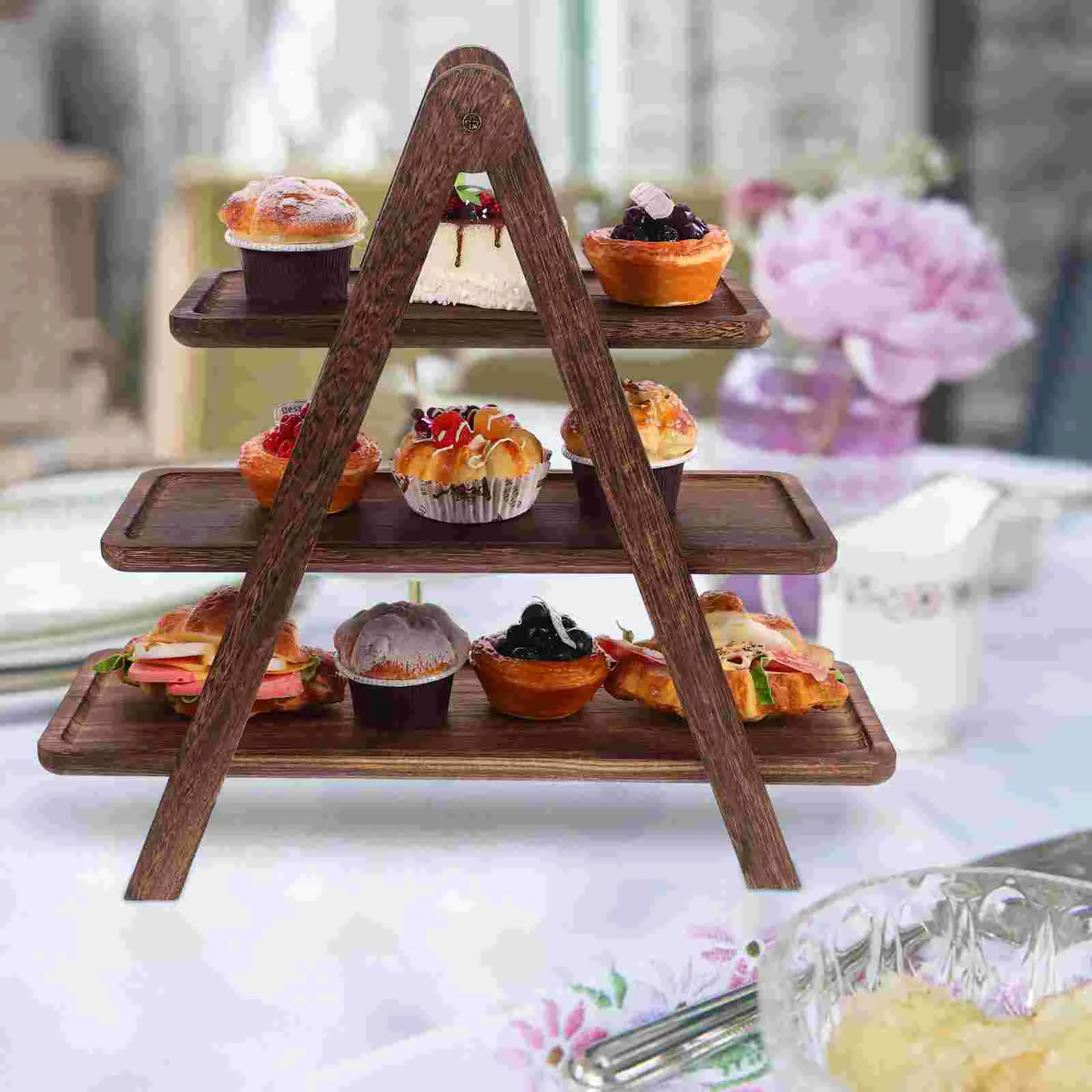 Kitchen Wooden Storage Rack Platters Side Dish Preparation Shelf Decorate Cutlery Organizer