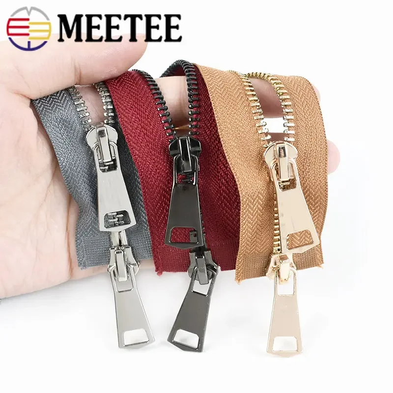 Meetee 120cm 5# Metal Zippers Double Slider Open End Zip DIY Sewing Tools Down Jacket Coat Clothing Tailor Repair Accessories