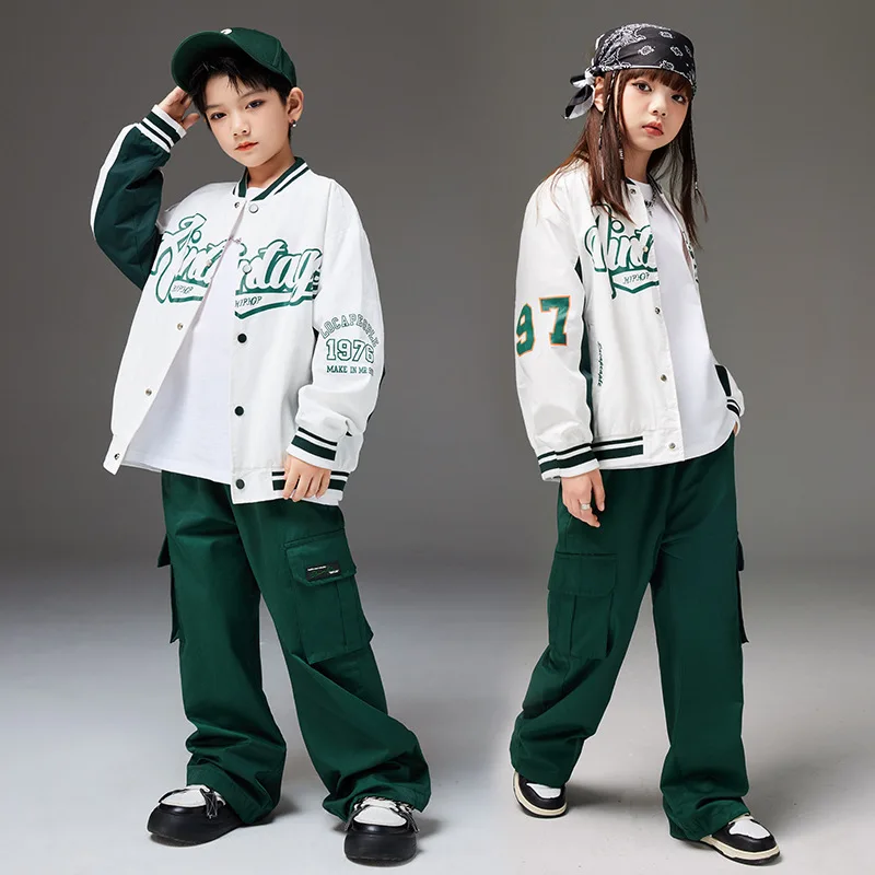 

Kids Street Dance Performance Costume Sport Suit Jacket Cargo Pants Hip Hop Dance Clothes Jazz Dance Performance Wear DL11145