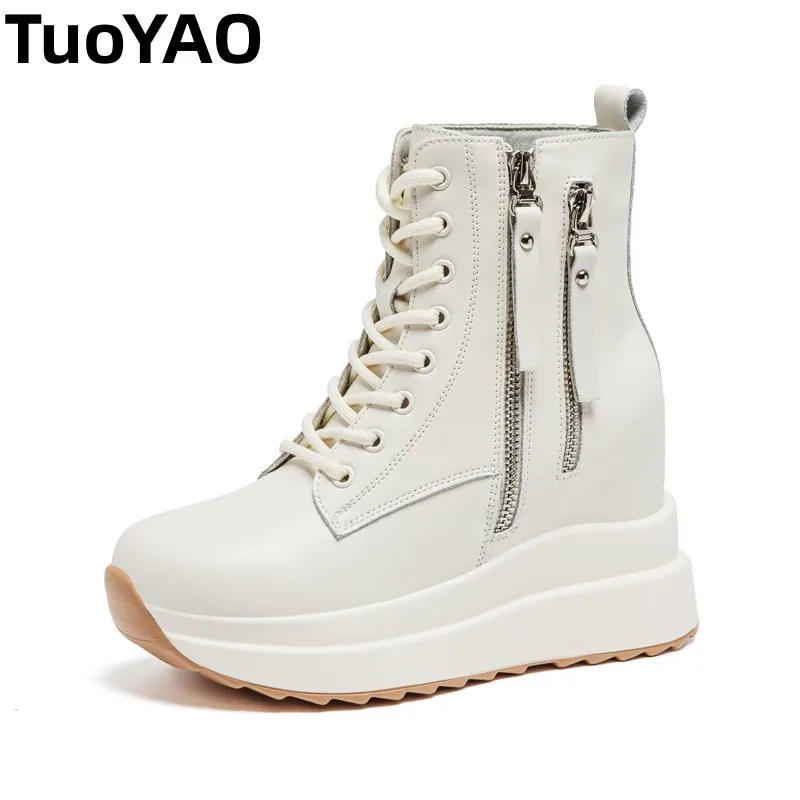 

Кроссовки на танкетке 9 см, женская обувь из натуральной кожи на шнуровке, весенне-осенне-зимняя обувь, зимняя обувь из мягкой кожи в стиле панк