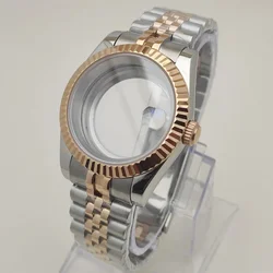 36mm 39mm NH35 Case Men's Two Tone Rose Gold Bracelet Sapphire Glass Stainless Steel Transparet Back For Datejust NH36 Movement