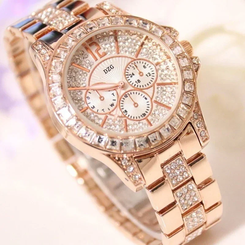 Montre en cristal avec diamant pour femme, montre décontractée pour femme, bracelet pour femme, marque de luxe supérieure, montres à la mode