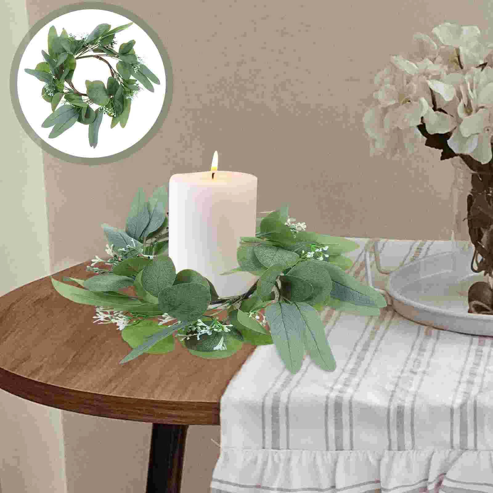 

Simulated Garland Ring Eucalyptus Wreath Small Flower Rings Wreaths Decorative Table Household Candles