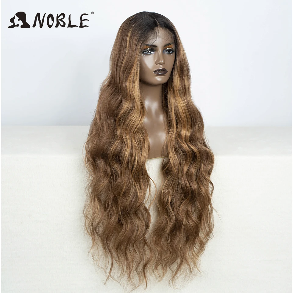 Perruque Lace Front Wig synthétique ondulée-Noble, perruque Lace Wig synthétique de 36 pouces pour femmes, perruque de cosplay cheveux naturels