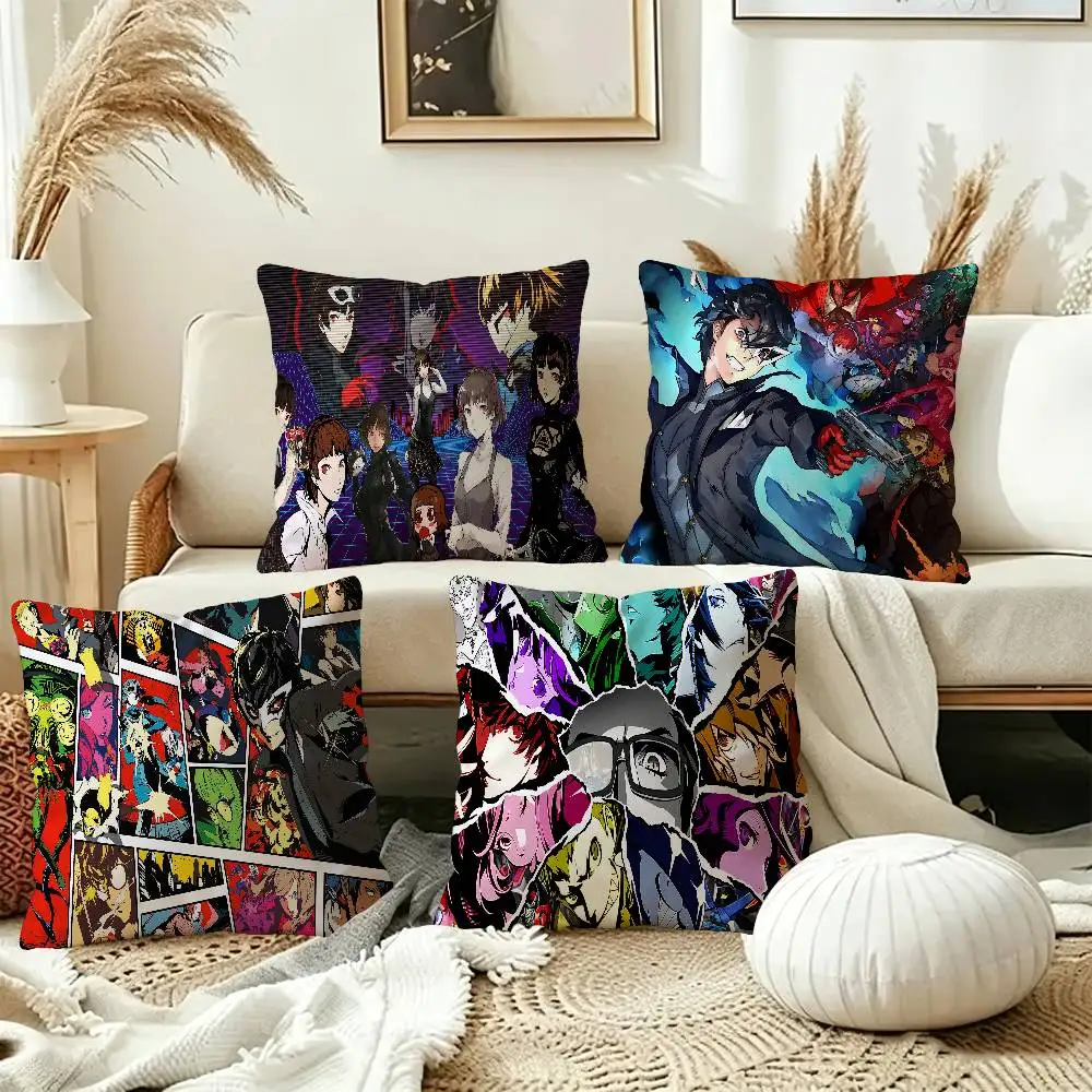 Hot Video P-Persona 5 Gaming Cushion Cover Polyester Sofa Cushions Decorative Throw Pillows Home Decoration Pillowcover