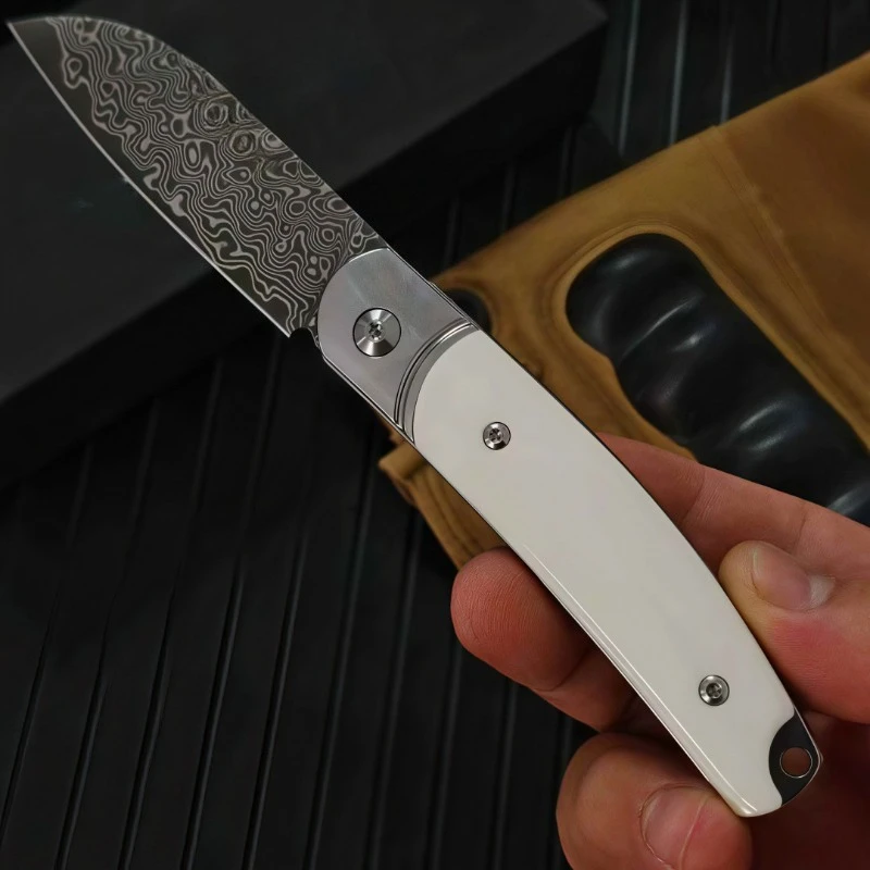

The New Damascus Steel/three-alloy Steel Folding Knife VG10 Handle High-hardness Outdoor Camping Portable Practical Fruit Knife