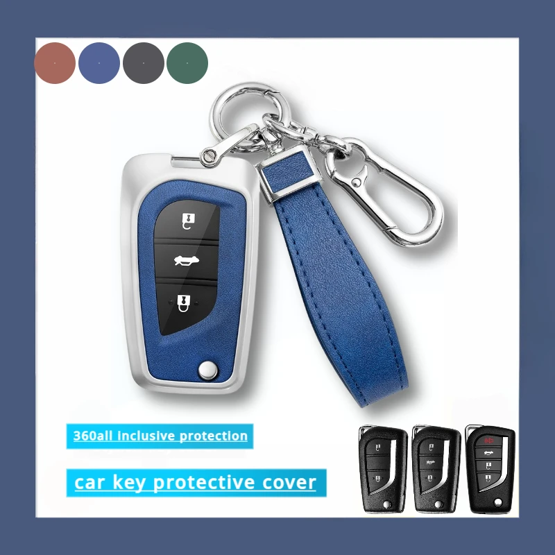 

Alloy+Tpu Car Key Case Cover for Toyota Auris Corolla Reiz Avensis Verso Yaris Aygo Rav4 Scion TC IM 2016 Keychain Bag