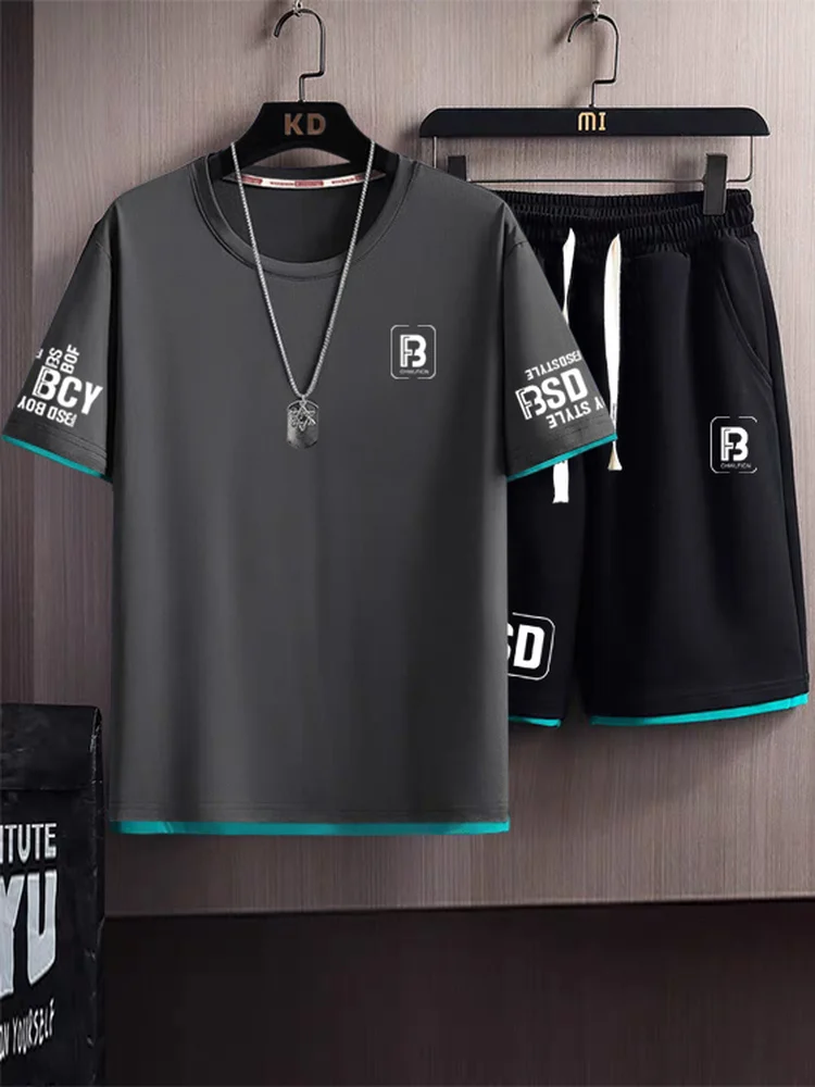 

Teenage Summer 2026 New Thin ort Sve T-irt M Casual Sports Set Lightweight Comfortable Breathable for Middle School...