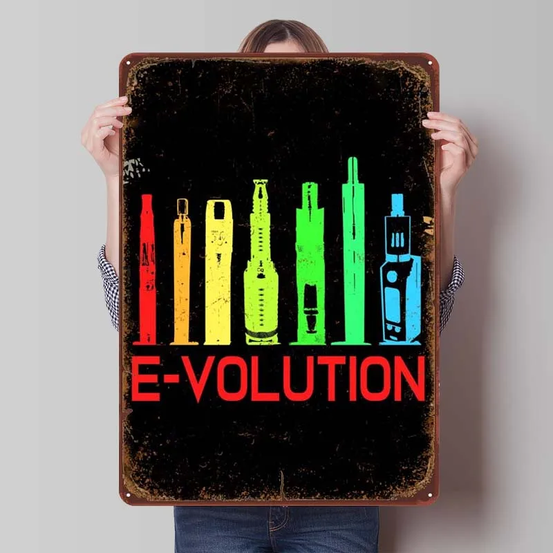 Электронная сигарета Эволюция Ржавый металлический постер жестяной знак эльф декор для бара декор для ванной комнаты эстетический металлический знак для украшения стен дома