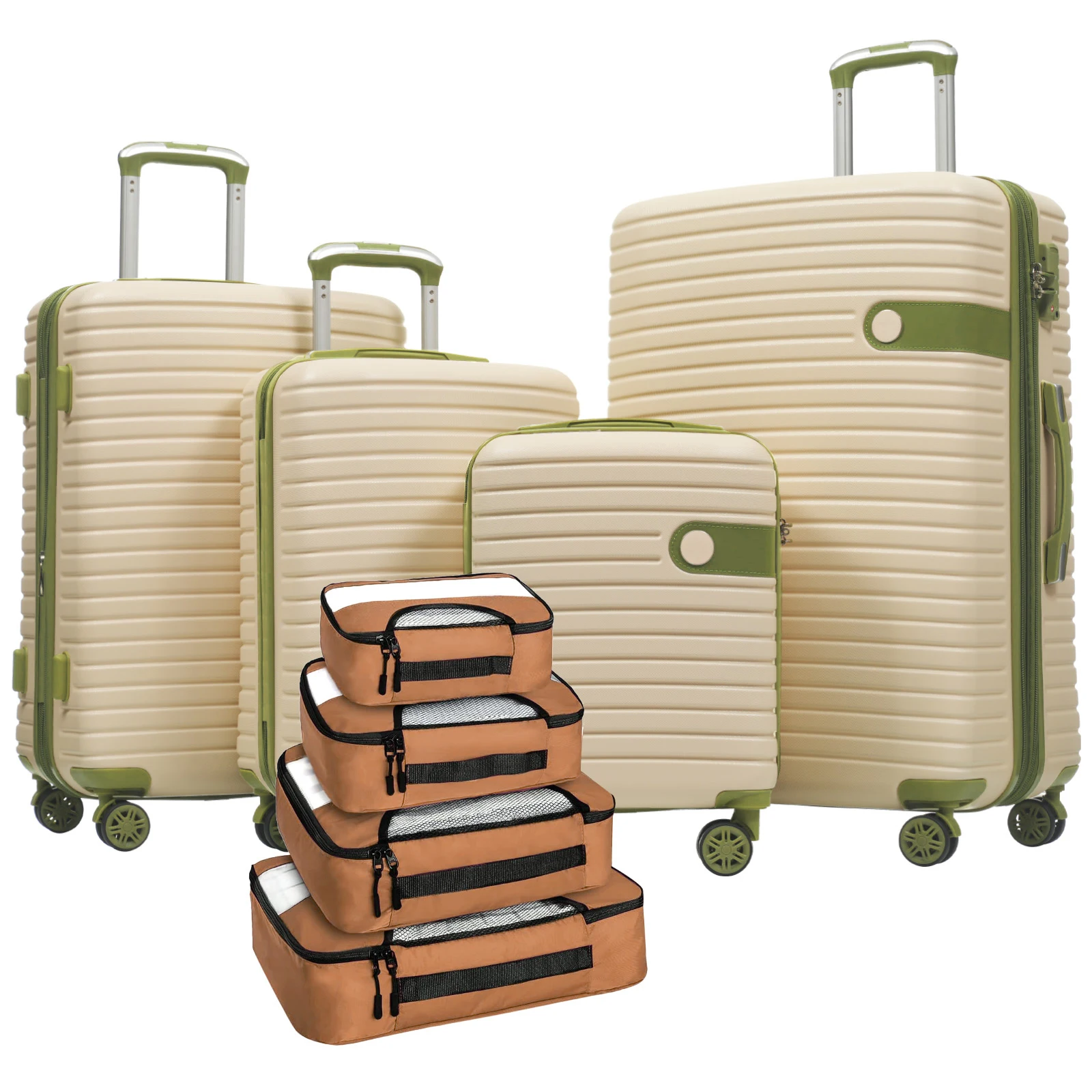 

4-Piece ABS Hard Shell Luggage Set, Expandable, Lightweight, TSA Lock, Spinner Wheels, 4 Packing Cubes, 16/20/24/28,