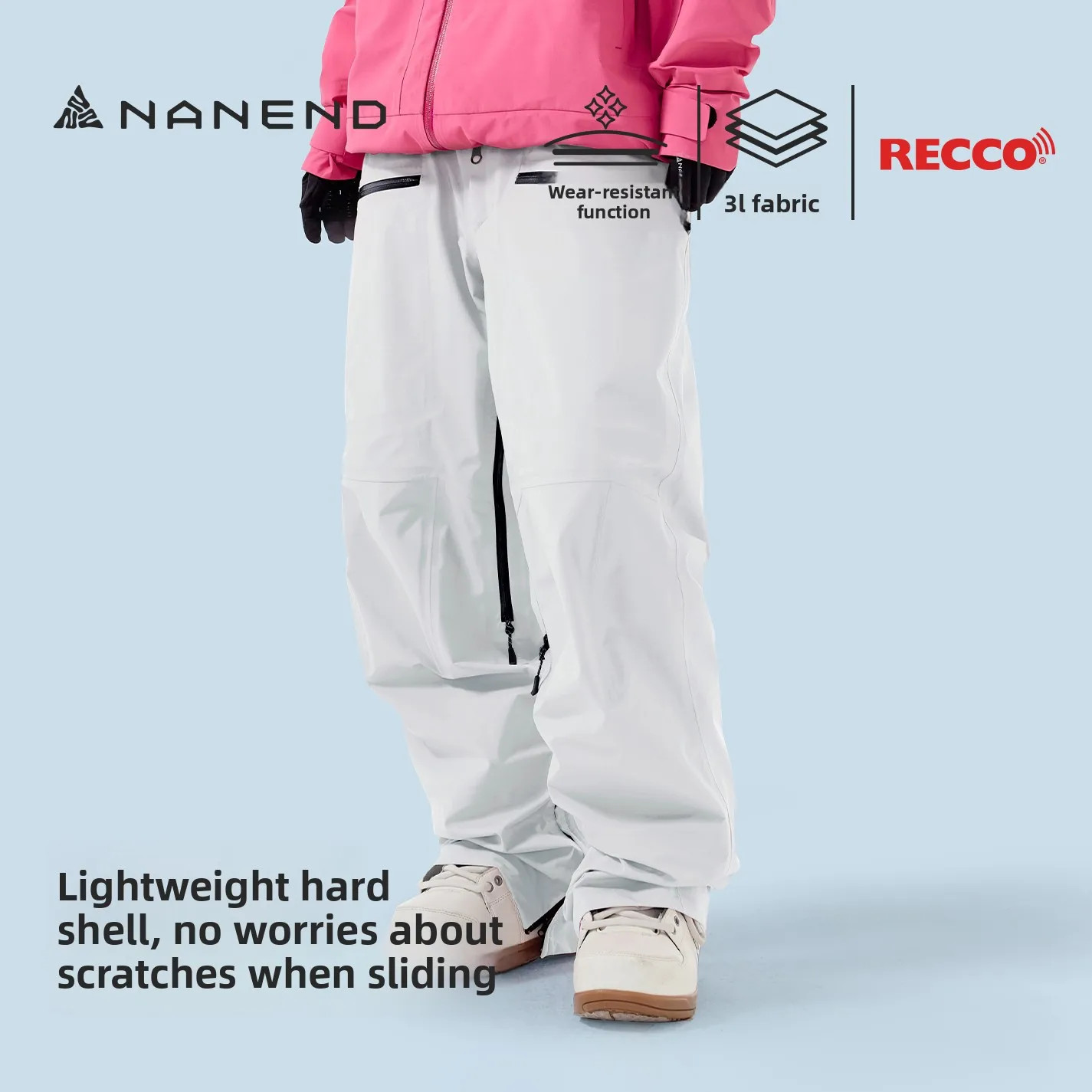 กางเกงสกี Nanend [Skyline LITE] 3L แบบแข็ง สำหรับมืออาชีพ กันน้ำ สำหรับผู้ชายและผู้หญิง