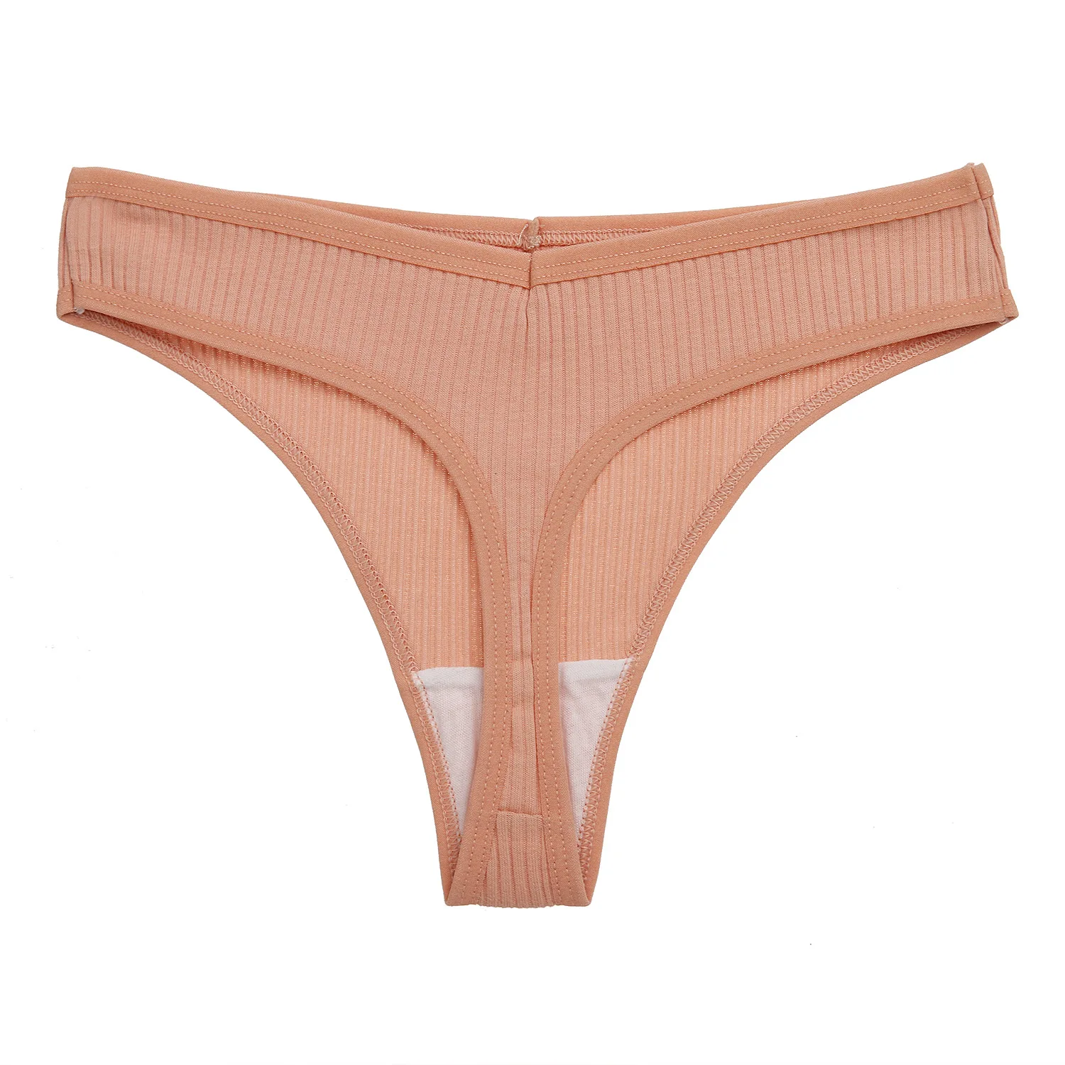 

Sexy Thongs V Waist Solid Color Female Underpants Intimates Women Lingerie Waffle Panties Cotton Women Panties