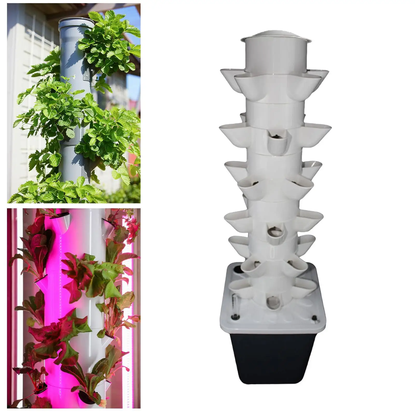 

ABS Hydroponic Grow Rack Automatic Water Circulation Tower System 30 Pots Plant Germination Kit for Balcony Patio