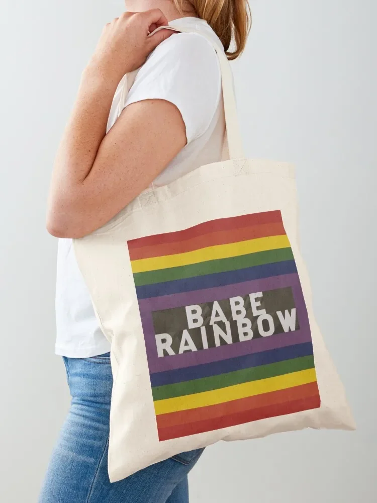

Babe Rainbow Tote Bag cloth bag woman canvas tote Women bags eco bag folding