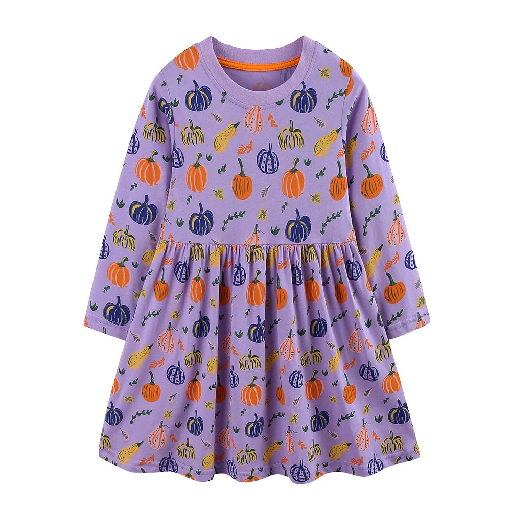 Jumping Meters 2-7T New Arrival Long Sleeve Girls Dresses All Printed Halloween Pumkin Autumn Spring Kids Girls Clothing Frocks