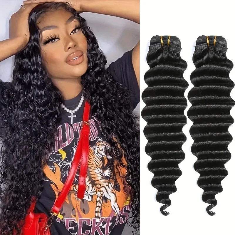 

2 шт. перуанские волосы с глубокими волнами, человеческие волосы, натуральный черный цвет, можно красить и отбеливать, 100% волосы с глубокими волнами для женщин