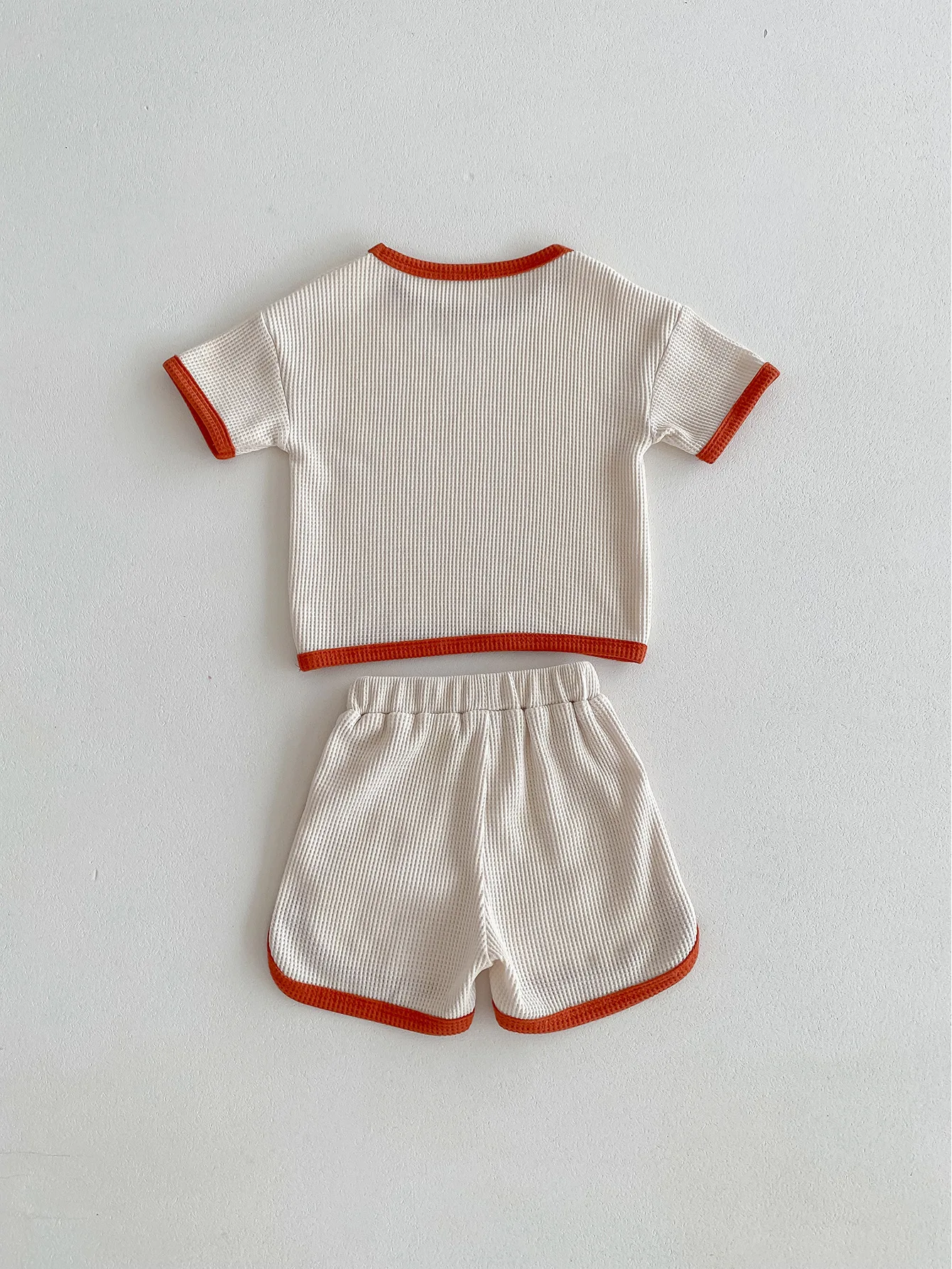 New 2024 Baby wear Summer simple color jump comfortable casual short sleeve + shorts 2-piece suit for 3-24 months boys and girls