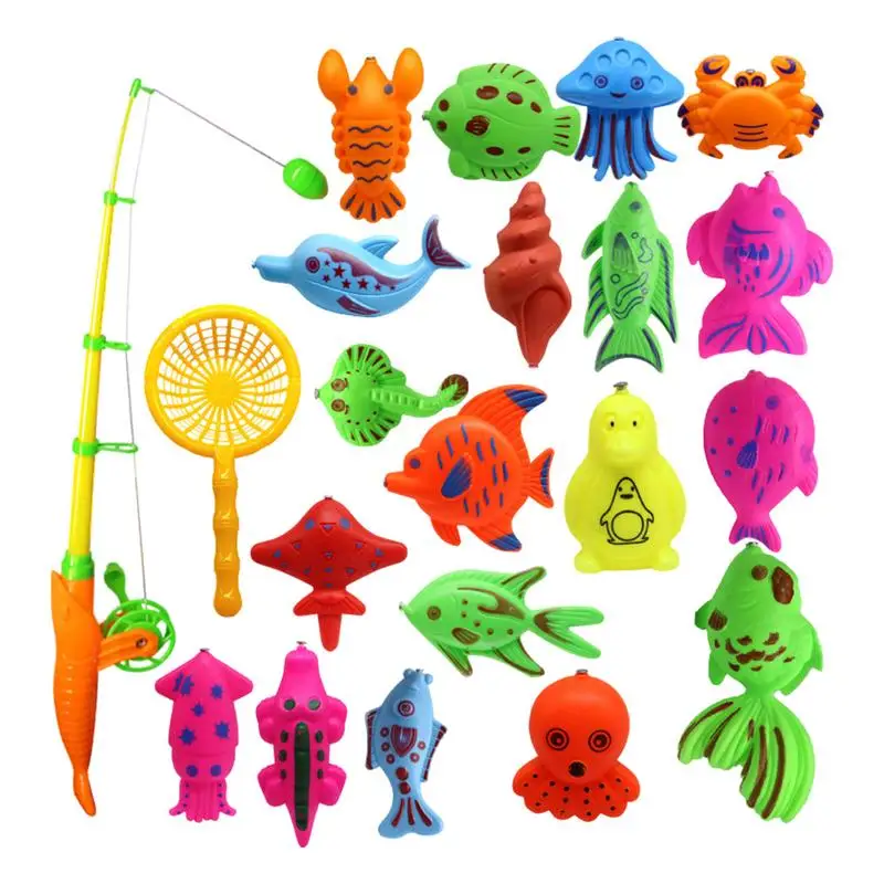 

Fishing Toys For Kids 22PCS Cute Interactive Fishing Toys Portable Funny Water Toys Bath Game To Develop Fine Motor Skills Color