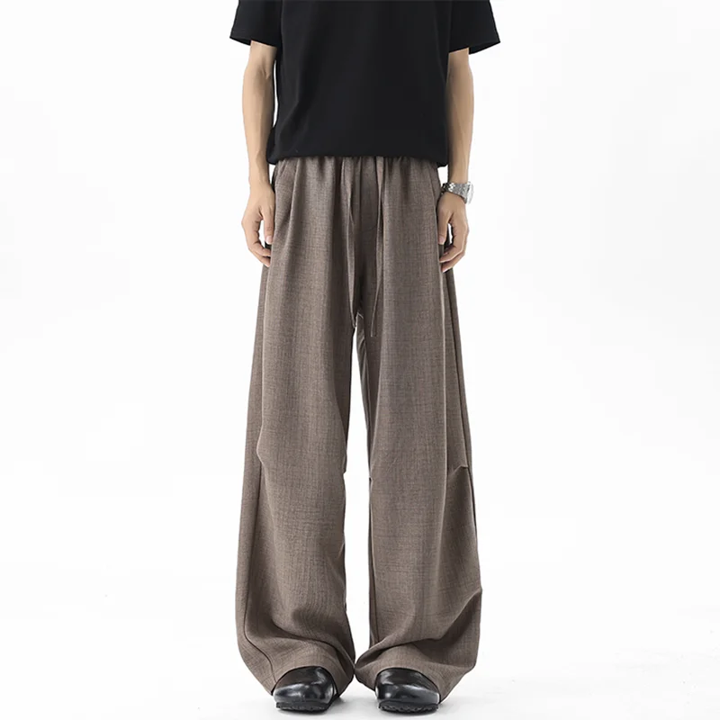 

Old Money Style Imitation Linen Pleated Casual Pants for Men and Women Wide Leg Curved Pants Thin Baggy Straight Leg Pant M-5XL