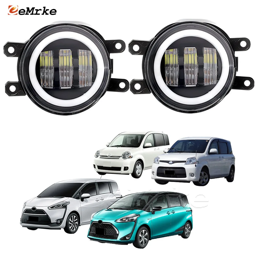 

LED Car Fog Lights Assembly for Toyota Sienta CBA-NCP85G 2007-2022 with Lens + White Angel Eyes DRL + Yellow Turn Signal Light