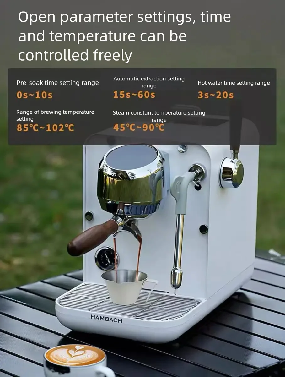 Hambach 7210 Halbautomatische Espressomaschine mit einer Pumpe, italienische Kaffeemaschine für das Heimbüro, kompakte Cappuccino-Brauausrüstung
