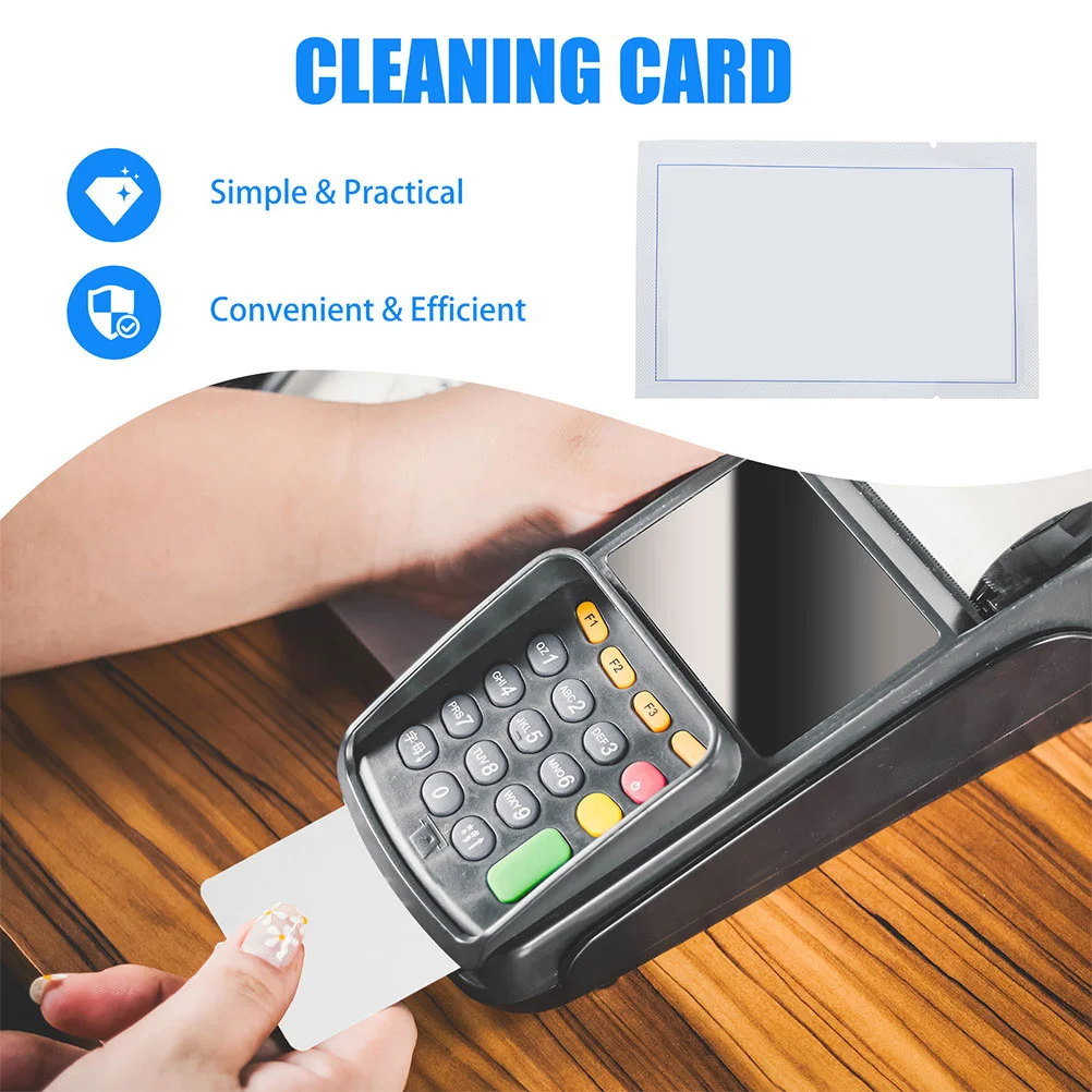 5 قطع بطاقة تنظيف مزدوجة الجانب قابلة لإعادة الاستخدام لتنظيف قارئ البطاقات Pos Terminal المغناطيسي لإزالة الغبار وتنظيف آلة الائتمان