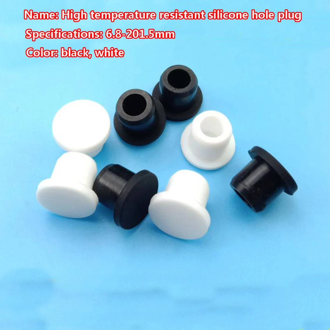 

1pcs Rubber Plug With Hole 6.8mm-201mm Black Round Silicone Rubber Seal Hole Plug Blanking End Cap Seal T Type Dustproof Plug