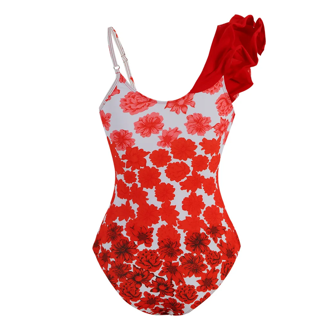 CPUTAN 3D-Blume, eine Schulter, Bikini, Bademode, Rock, Damen, 2022, sexy Vintage, roter Badeanzug, Strandrock, Sommer-Badeanzug-Kleid