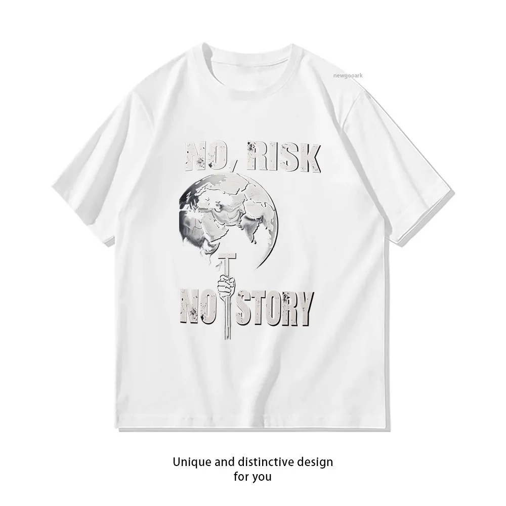 No Risk No Story T-Shirt Design  Casual Cotton Short Sleeve Tee for Men Women