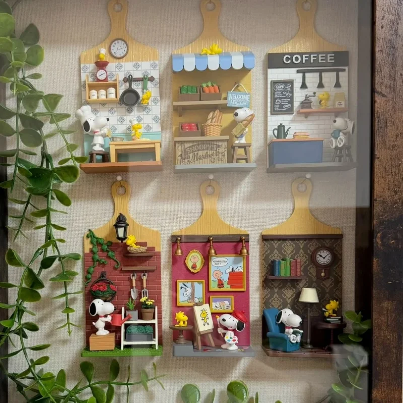 

Genuine Re-Ment Peanuts Snoopy Miniature Wall Hanging Board Series Blind Box Mini Figure Miniature Scene Collectors Toy Gifts