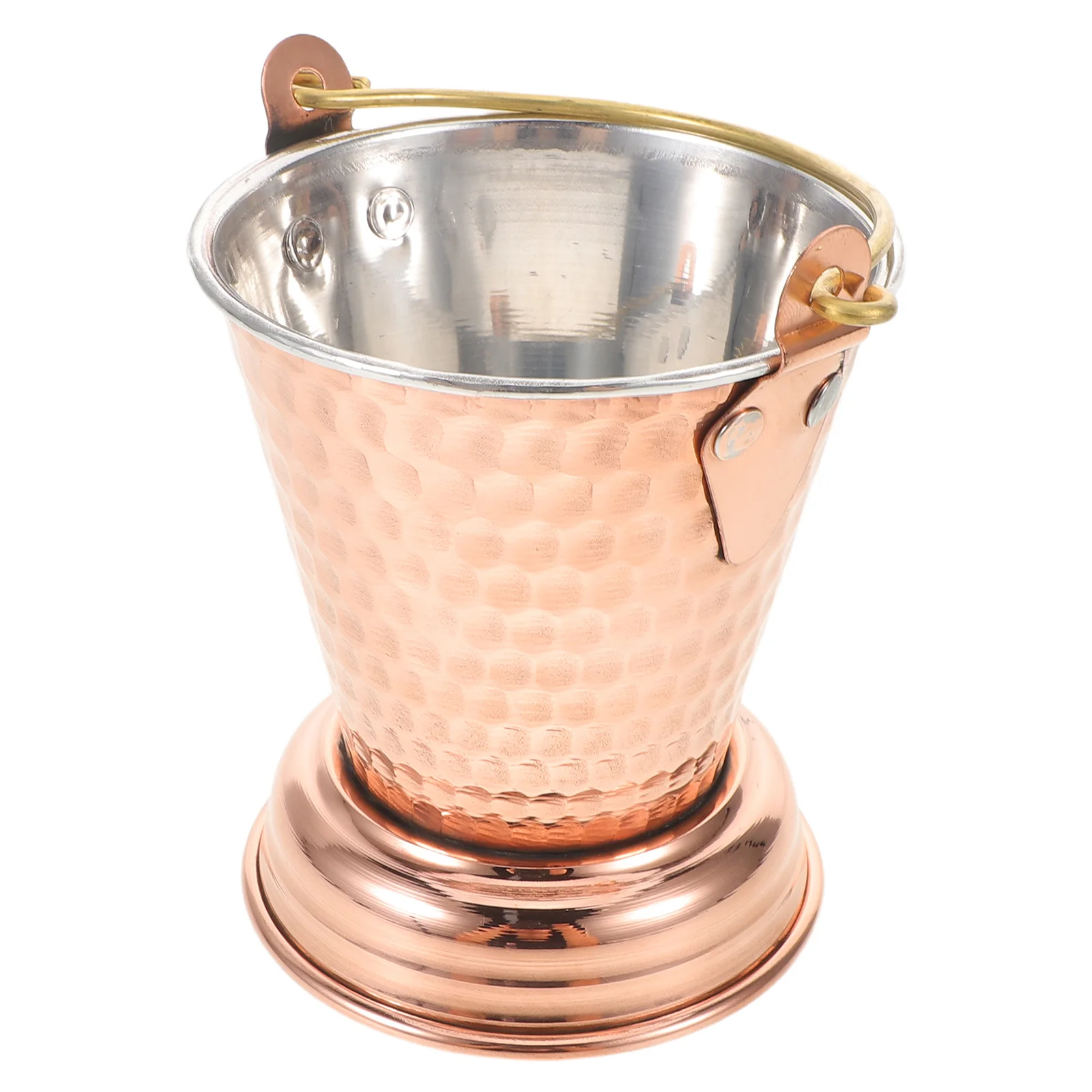 دلو ثلج مطروق دلو معدني ذهبي وردي مع مقبض حاوية توابل على طراز الكاري الهندي وحوض مشروبات ومبرد نبيذ للحفلات