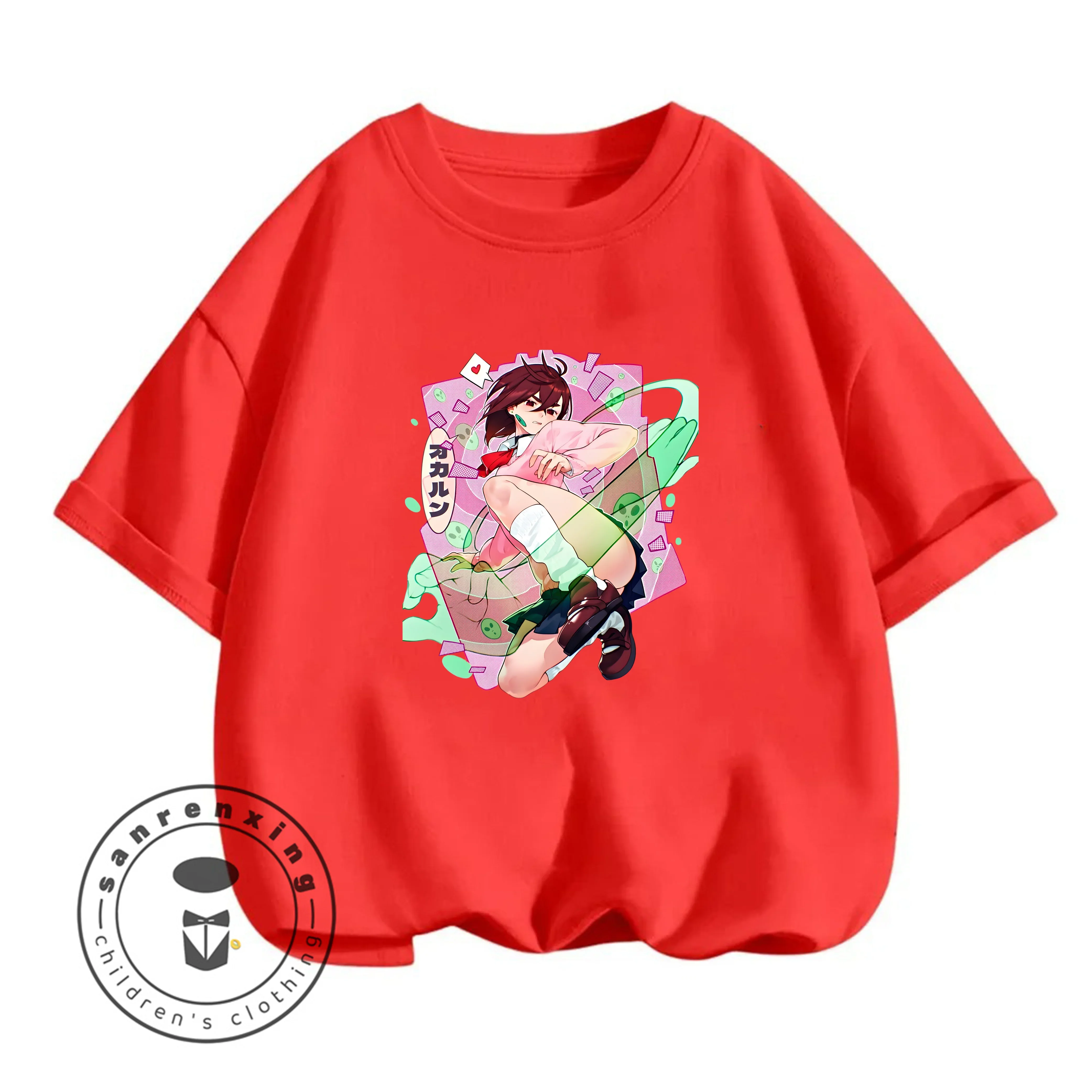 

Футболка с короткими рукавами и графическим дизайном DAN DA DAN для мальчиков и девочек, летняя милая кавайная футболка с круглым вырезом, повседневная, возраст 3–14 лет