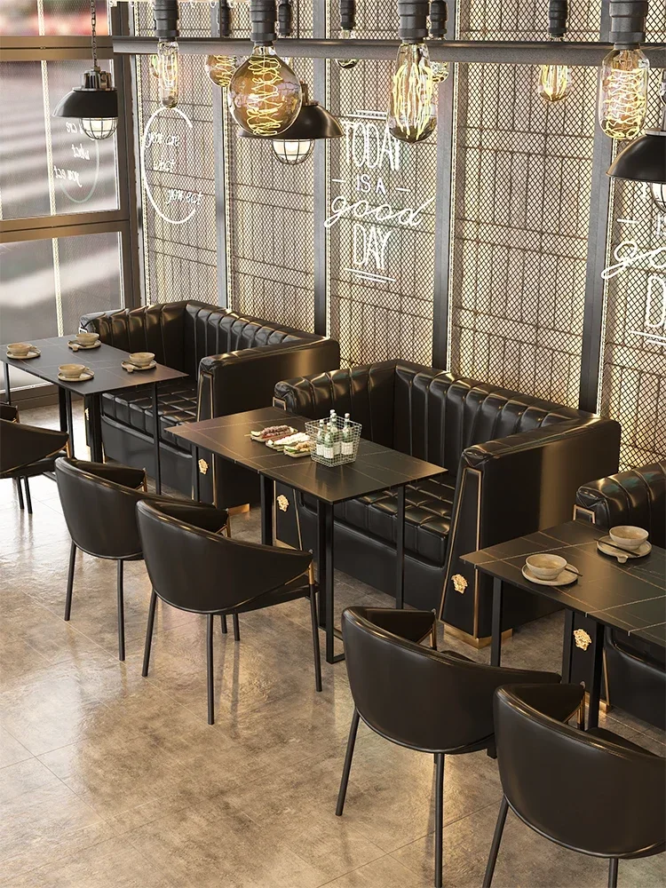 

A Custom-made luxury sofa, booth, pub, coffee shop, tavern, industrial style restaurant, western restaurant, table and chair