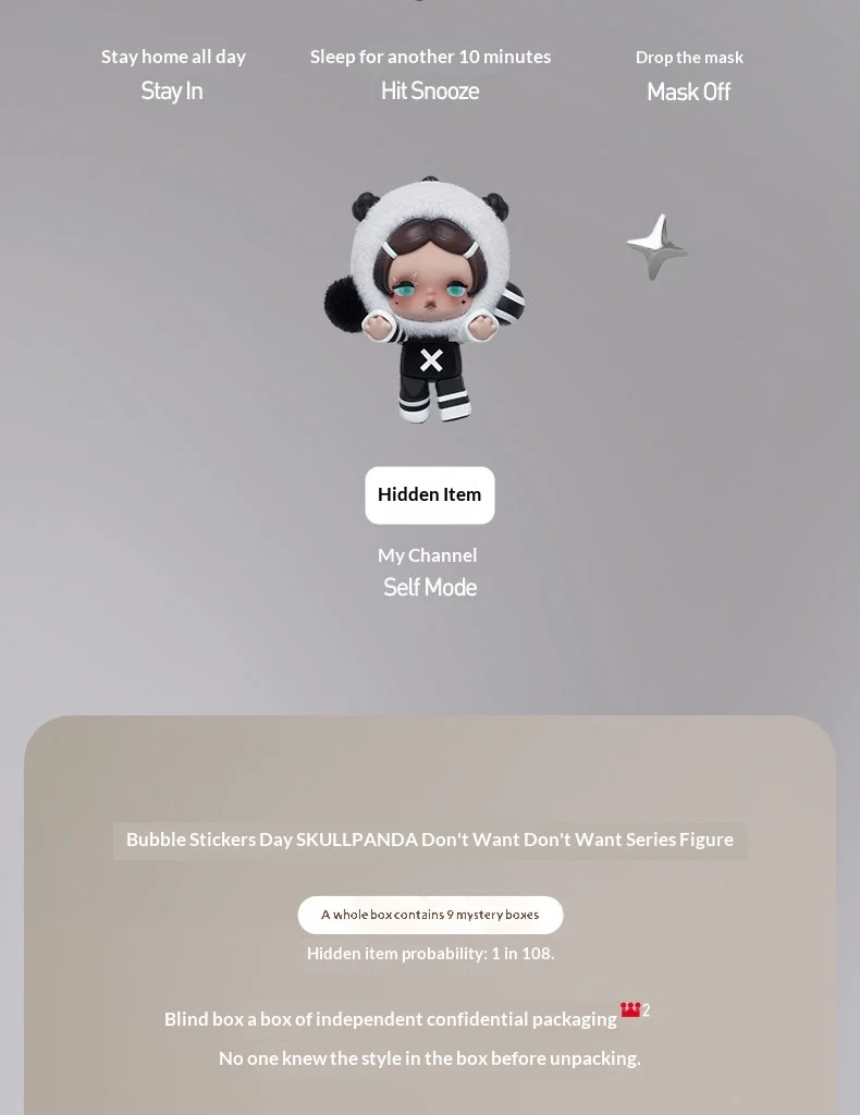 Original POP MART SKULLPANDA Off Mode Serie Liegende Figur Blind Box Niedliche Anime-Figur Ornament Handy-Deko Sammlerstück Spielzeug Geschenk – Detail 4