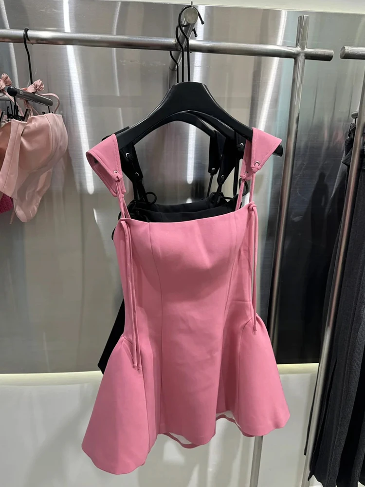 Elegante Vestido Mini Strapless Rosa para Mujer, de Verano, de Alta Gama, Único, Moderno y Hermoso, Estilo Dulce