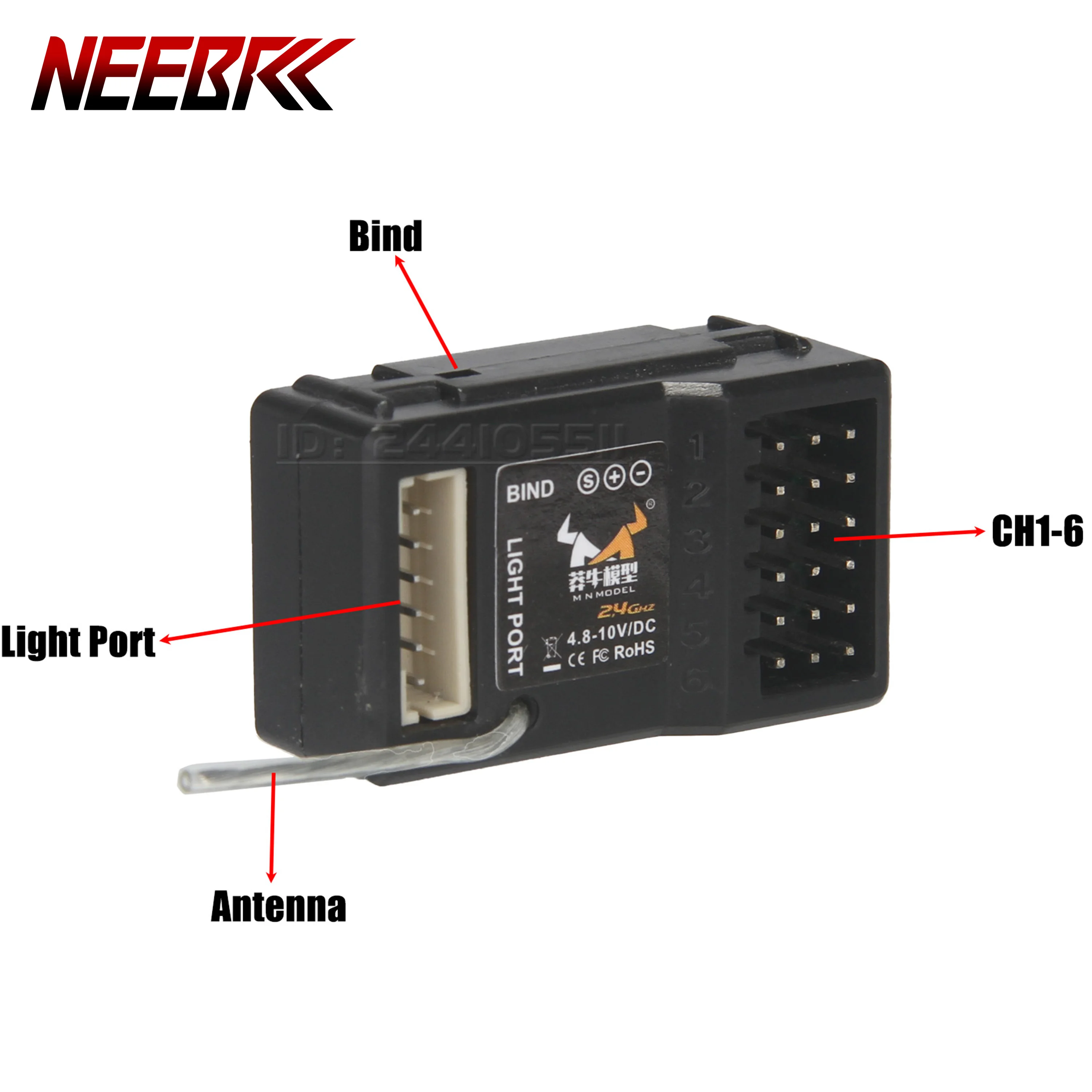 6CH 2.4G RC 수신기 4.8-10V DC 연결 LED 조명 그룹 1/12 MN MN82 MN86S MN78 MN99S MN128 MN168 크롤러 자동차 보트 탱크 부품