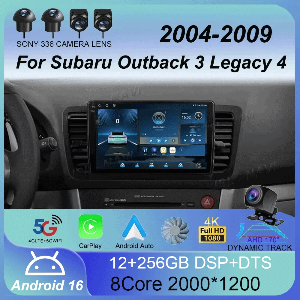 QLED Android 16 For Subaru Outback 3 Legacy 4 2004 2005 2007 2008 2009 Car Radio Multimedia Video Player GPS Navigation DVD 2Din