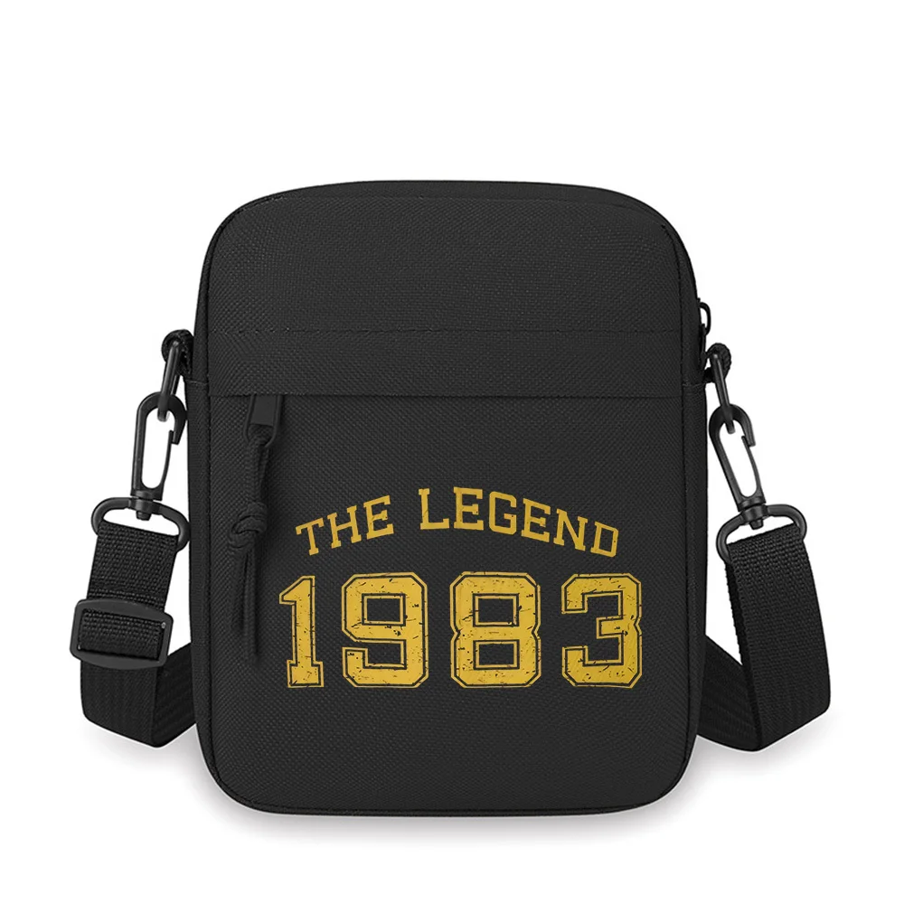 

Legend text above 1983 number font Men Crossbody Bag Single Shoulder Women Cartoon Anime Film Printing Design Unisex