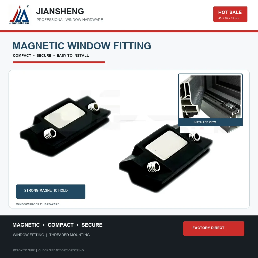 1 Pair Aluminum Alloy Magnetic Window Lock Catch, No-Drill Latch for Thermal Break Casement Windows and Screen Doors