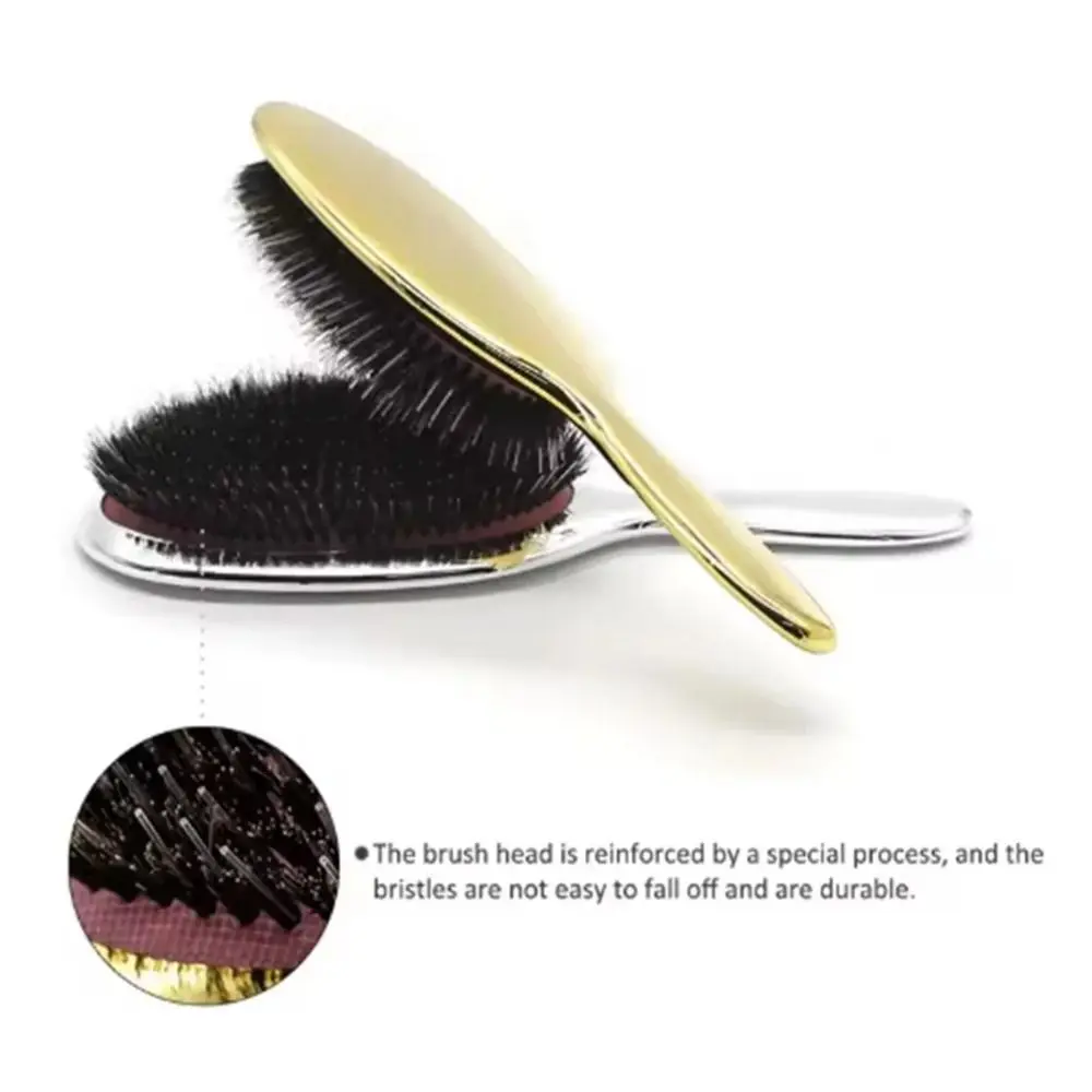 

PS Boar Bristle Paddle Hair Brush Paddle Shape Anti Static Hair Brush Oval Shape Hair Care Hairdressing Massage Comb